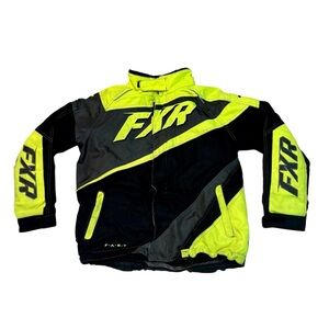 FXR Racing Snowmobile Youth Cold Cross Neon Yellow Gray Black Jacket Size 14